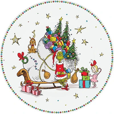 Dr. Seuss The Grinch Sleigh and Gifts 10in Melamine Dinner Plate