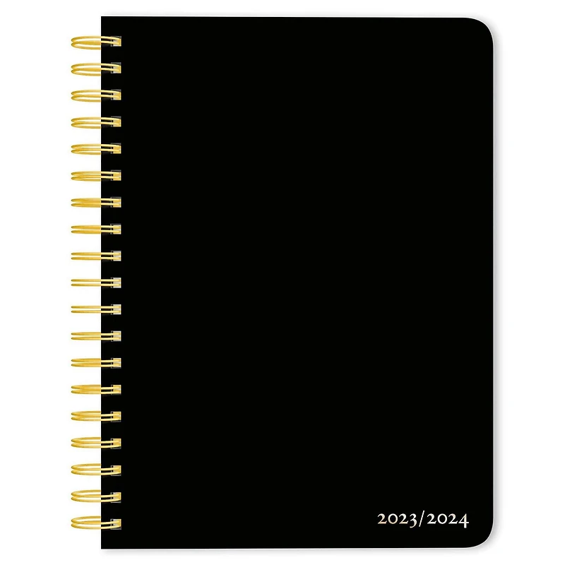 Plato Black Solid 2024 6x7.75 Inch 18 Months Desk Planner, July 2023 - December 2024, 9781975457396