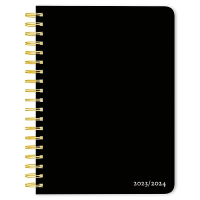 Plato Black Solid 2024 6x7.75 Inch 18 Months Desk Planner, July 2023 - December 2024, 9781975457396