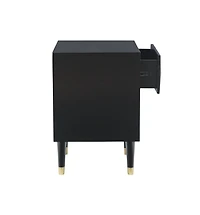 Table de chevet géométrique à deux tiroirs, noir