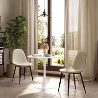 Homy Casa Set of 4 Modern Dining Chairs with Metal Legs and Upholstery Seats for Kitchen Café, Cream Fabric