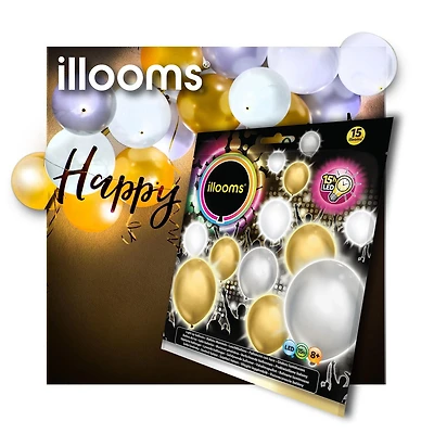 Ballons illuminés illooms à DEL en or, argent et blanc Paq. de 15