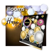 illooms Gold, Silver, White LED Light Up Balloons, Pack of 15