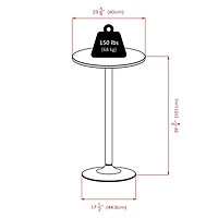 Table de pub ronde Spectrum de 24 po, noir et chrome