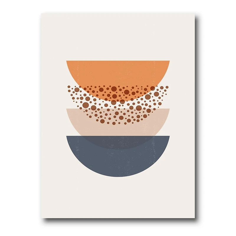 Designart Géométrie abstraite du soleil et de la lune en bleu et orange Art mural sur toile