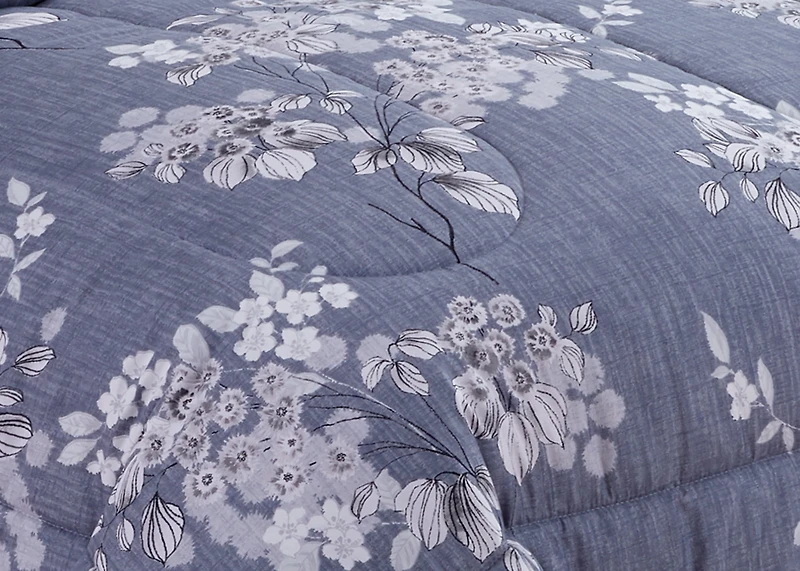 Marina Décoration Parure de lit luxueuse ultra douce en duvet d'oie moelleux avec housse de couette richement imprimée, comprenant un ensemble de draps, motif de fleurs romantiques à l'encre délavée