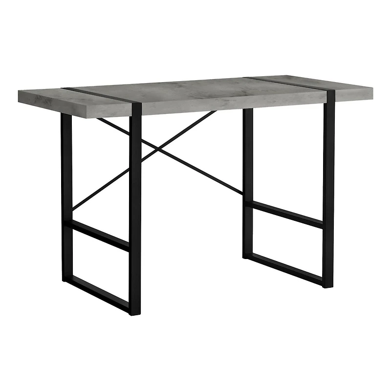 Monarch Specialties Computer Desk, Home Office, Laptop, 48"l, Work, Metal, Laminate, Grey, Black, Contemporary, Modern