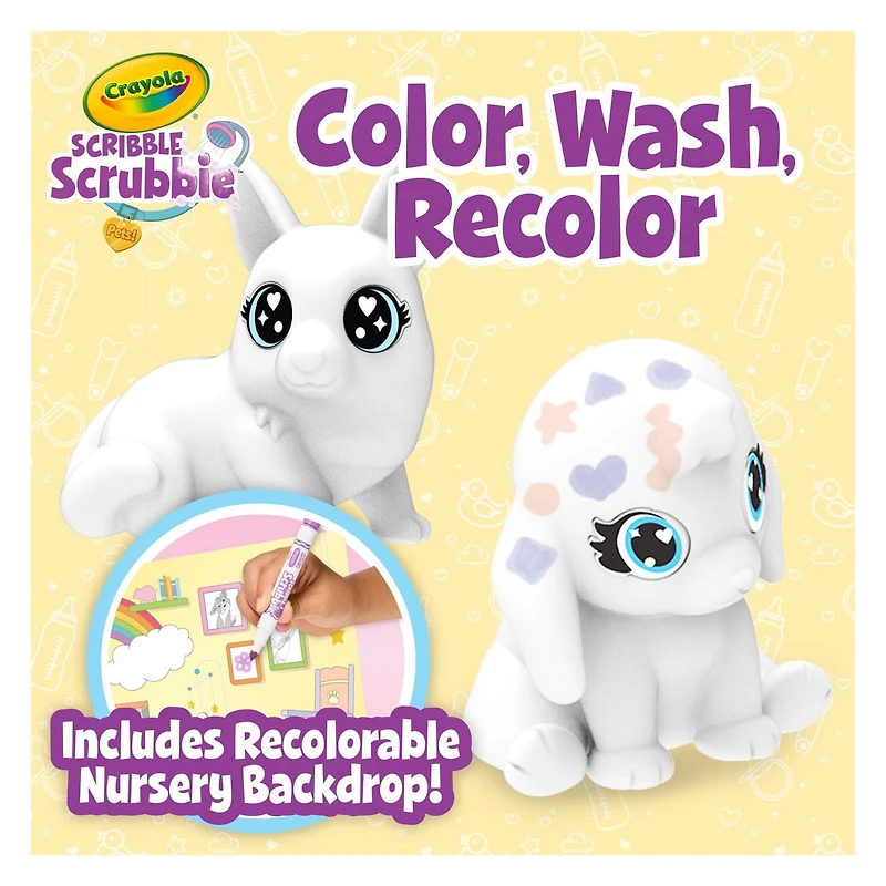 Ensemble de chambre à coucher pour bébés animaux Scribble Scrubbie de Crayola Fais la connaissance des bébés animaux