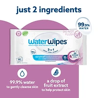 WaterWipes Sensitive+ Body & Intimate Wipes, 3-In-1 Cleans, Cares, Protects, 99.9% Water, Unscented & Hypoallergenic Hygiene Wet Wipes, Adult Care, 30 Count