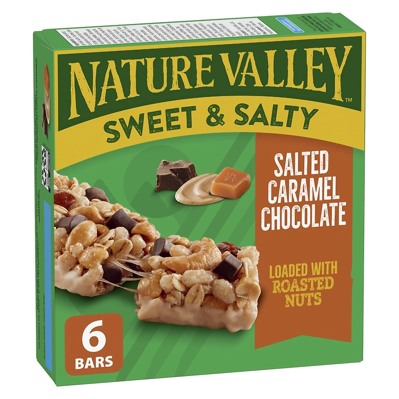 Val Nature Barres Granola, Sucrées et Salées, Saveur Caramel Salé et Chocolat, Format Économique, 6 Barres 6 barres x 35 g, 210 g