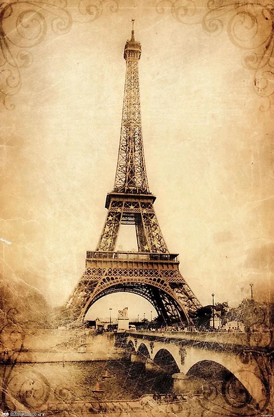 The Eiffel Tower - Rustic Wall Poster, 22.375" x 34"