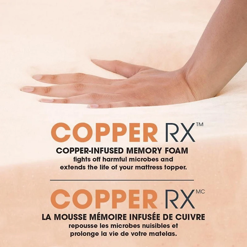 Dream Serenity 3" COPPER RX Memory Foam Mattress Topper, Double