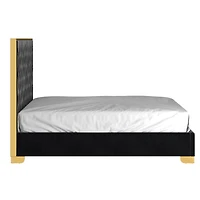 Lit, 60 po Contemporaine en Velours et Métal - Noir et Or