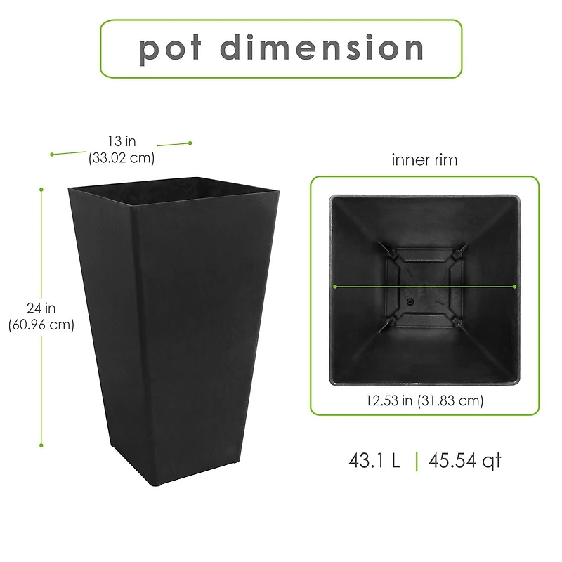 TierraVerde Avondale Smooth Planter Slate 24" H
