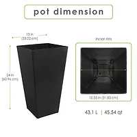TierraVerde Avondale Smooth Planter Slate 24" H