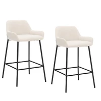 Modern Fabric and Metal  26" Counter Stool, Set of 2 - Beige and Black