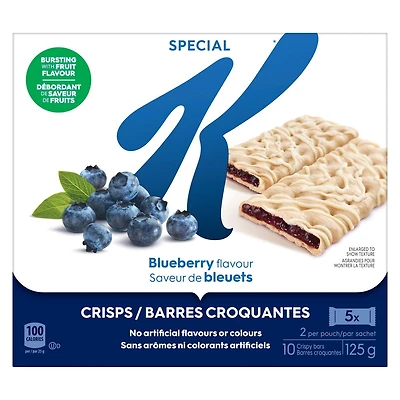 Kellogg's Special K Fruit Crisps Blueberry Flavour, 125 g, 10 Crisps, 2 Per Pouch, 125g, 10 bars