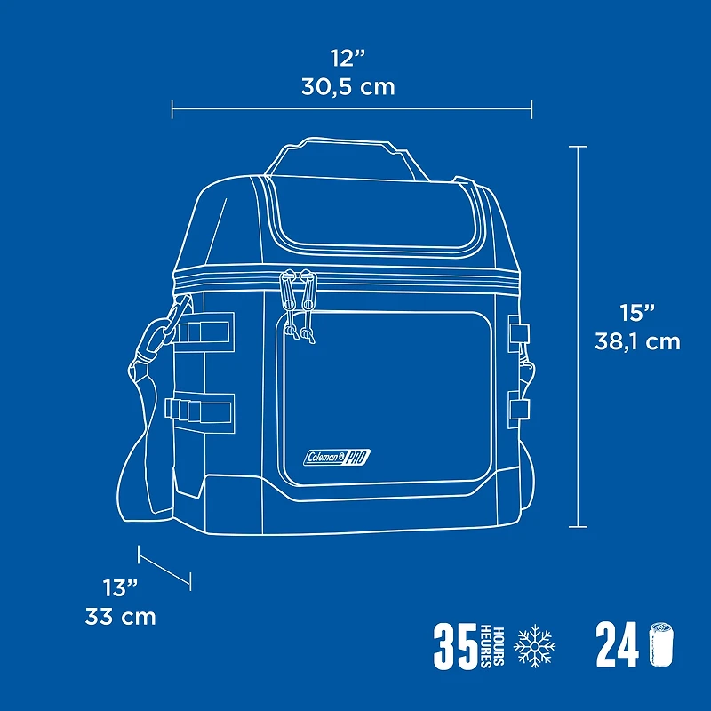 Coleman Pro Premium Soft Cooler, 24 Can (32 qt) Lunchbox with Insulated Lid & Body, Stays Cold up to 35 Hours