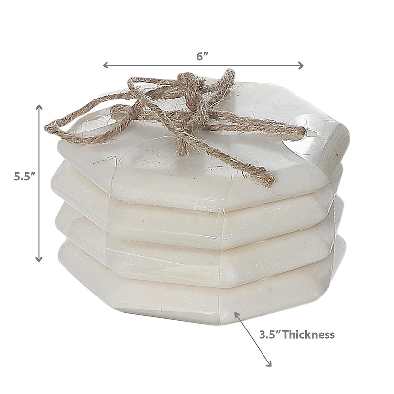 4Pc Octogone Marbre Blanc En Marbre 4X4