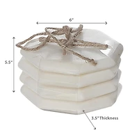 4Pc Octogone Marbre Blanc En Marbre 4X4