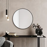 Hometrends miroir rond décoratif en aluminium, 30" de diamètre, noire brossée, Miroir décoratif