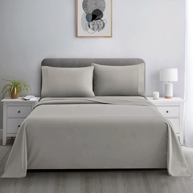 Literie Marina Decoration, 600 fils/cm², ultra douce, avec poche profonde, en coton percale à fibres longues, toutes saisons, couleur taupe