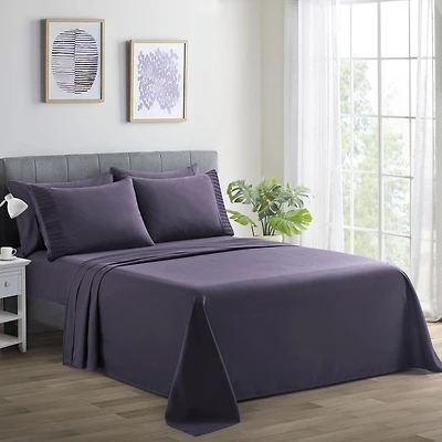 Literie Marina Décoration ultra douce et soyeuse en rayonne de bambou, toutes saisons, couleur aubergine