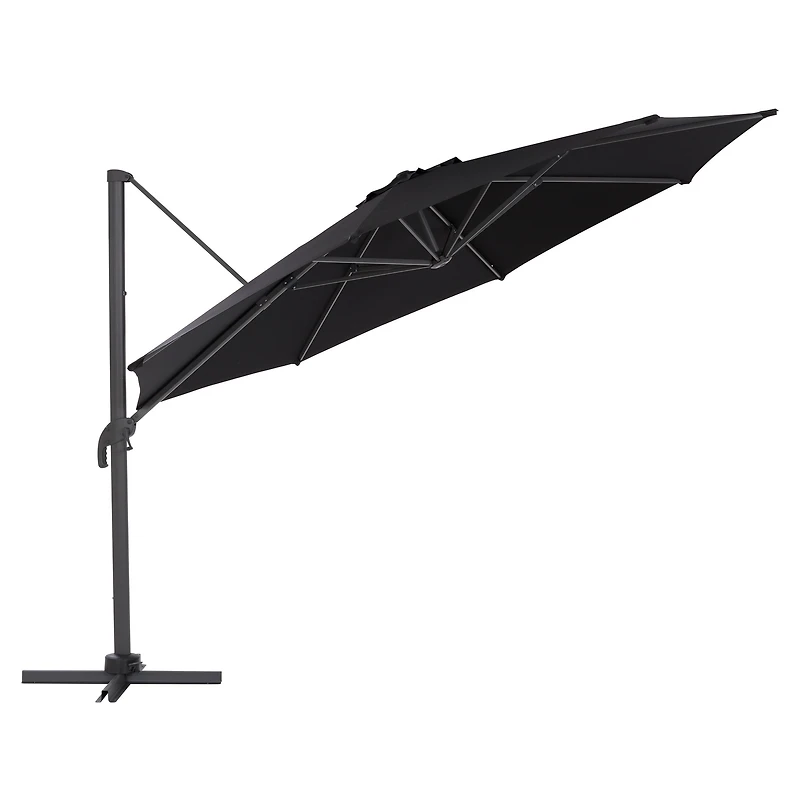 CorLiving 11.5ft Deluxe Durable Canopy Offset Titling & Rotating Patio Umbrella with Aluminum Frame