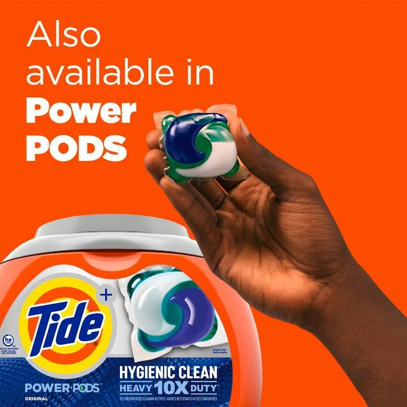 Tide Power PODs Hygienic Clean Heavy Duty, Liquid Laundry Detergent Pacs, HE Compatible, For Visible and Invisible Dirt, Original Scent, 48CT