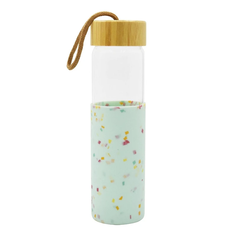 Bouteille d'eau en verre vert Hometrends avec manchon en silicone, 570 mL, 1 pièce