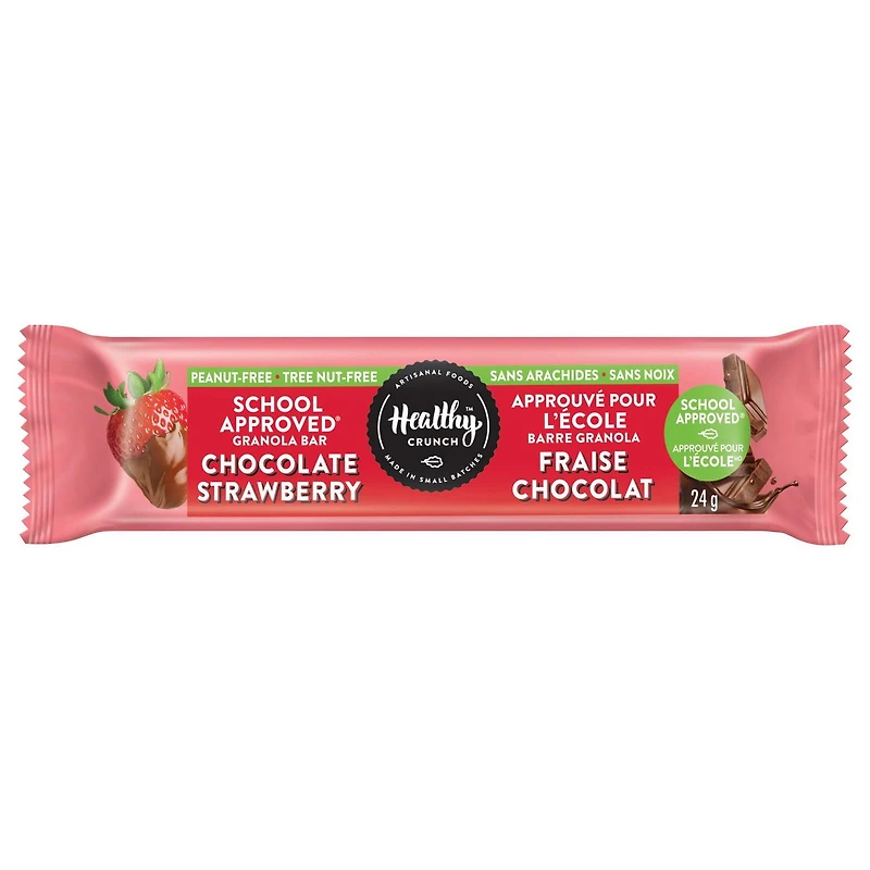 Barre granola Healthy Crunch Chocolat fraise School approuvée® (sans allergènes, sans gluten, végétalien, sans produits laitiers, sans noix, sans arachides) Barres granola au chocolat et aux fraises (120 g)
