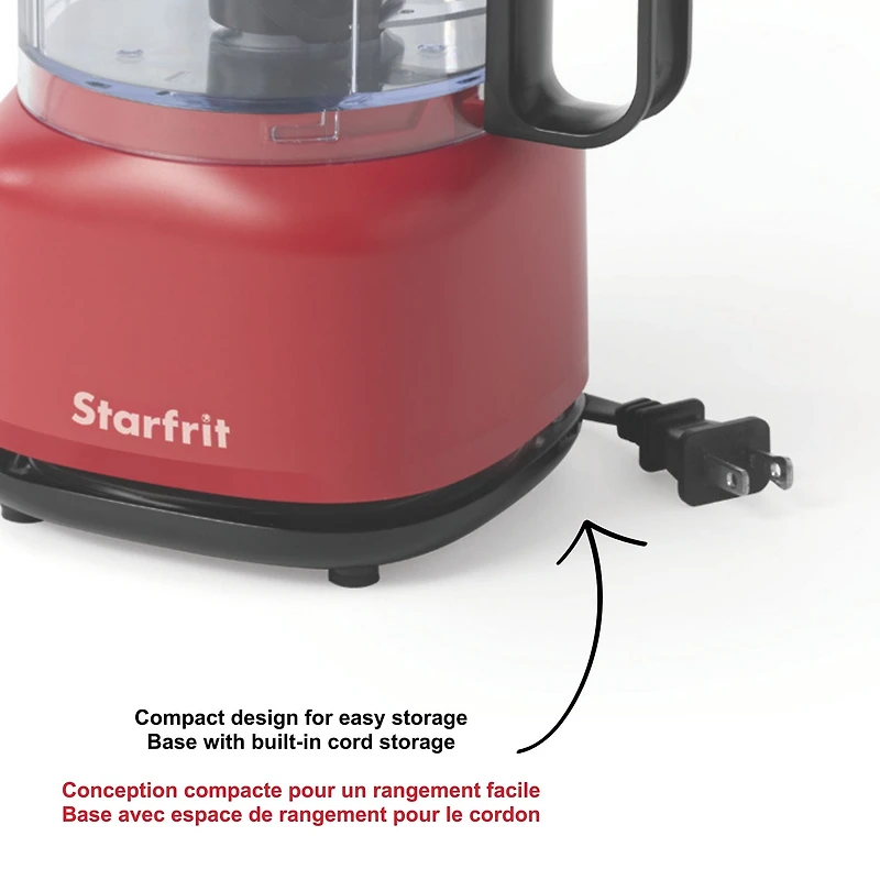 Starfrit Hachoir électrique, Sans BPA 3,5 tasses, Lame en acier inoxydable, Fonctionnement À Une Touche, Pièces lavables au lave-vaisselle, Base antidérapante, Rangement du cordon Excellent pour hacher