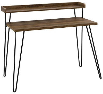 Ameriwood Home Haven Retro Computer Desk with Riser, Olive Green with Gold Legs