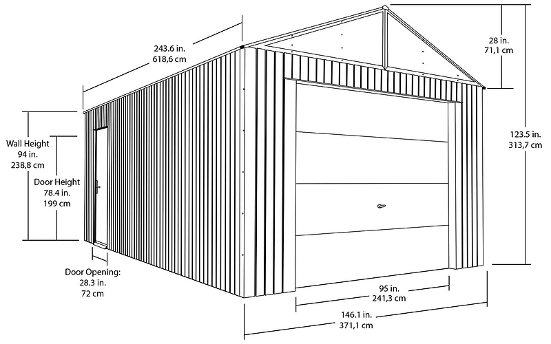 Sojag Everest 12 x 20 x 10 ft Charcoal Garage