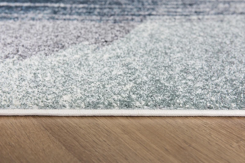 Tapis d'intérieur scandinave Rug Branch Nova 2' x 5' (taille exacte : 2'3" 5'), bleu et blanc, contemporain - Entrée, couloir, salle de bain cuisine