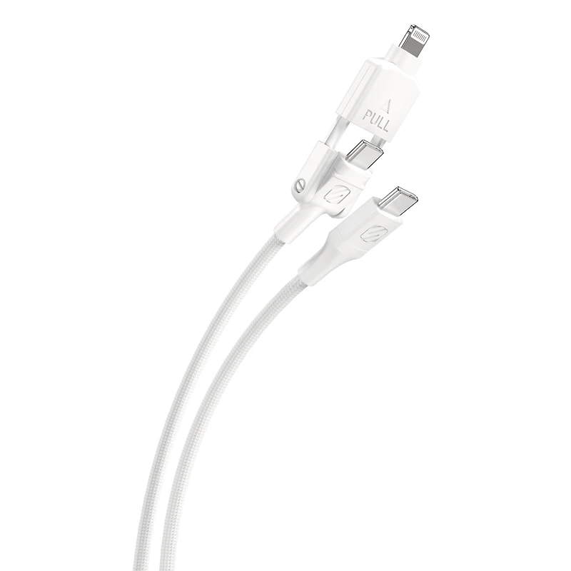 Scosche CCI4B4PWT-SP Strikeline 2-in-1 USB-C/Lightning Cable White, 2-in-1 C / LGHT 4FT CBL