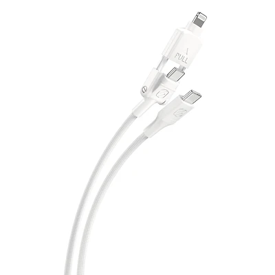 Scosche CCI4B4PWT-SP câble USB-C/Lightning Strikeline 2-en-1 Blanc Câble 2-en-1 C/Lightning 1,2 M