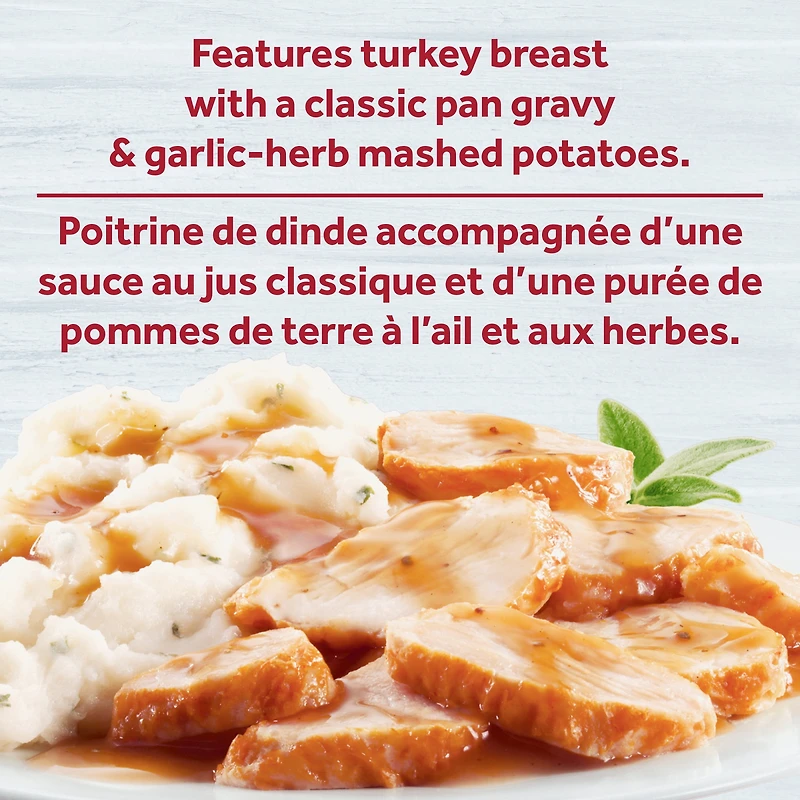 Repas Congelé Poitrine De Dinde Rôtie Lentement En Sauce Avec Purée De Pommes De Terre, 1 Boîte, Pour Un Repas Contrôlé En Portions Facile, Sans Couleurs Ou Saveurs Ou Artificiels SOS POIT DINDE ROTIE 255GM12