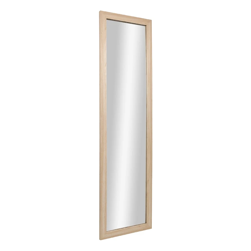 Mainstays Art Gallery Over the Door Framed Mirror, Full Length Mirror with Two Hooks, Lightwood-Look finish, 14.25x50.45in