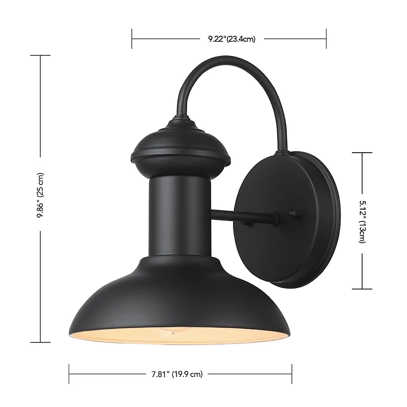 Globe Electric 1-Light Matte Black Outdoor Indoor Wall Sconce, No Battery Required