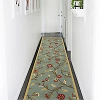 Tapis contemporain à motif de feuilles et à sous-couche en caoutchouc de la collection Ottohome