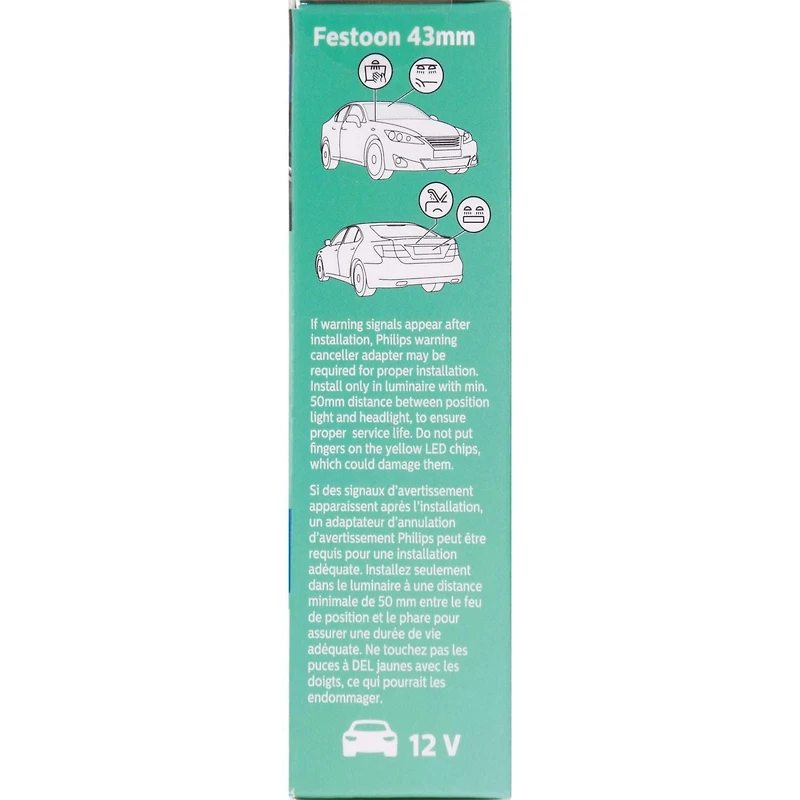 Philips 6411 Ultinon LED, blanc,Ampoule d’intérieur de voiture, paquet de 1