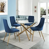 Ensemble de deux chaises d'appoint de mi-siècle en velours et métal – bleues