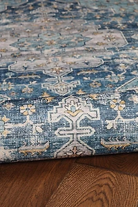 Sariah 3' x 5' Washable Accent Rug, Teal and Ivory