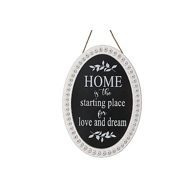 IH Casa Decor Wooden Beaded Oval Sign Home