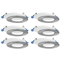 Nadair, 3’’ LED Recessed Ultra Slim Lights, 3000K (warm white), 6-Pack, IC Rated, Dimmable, 6W=50W, 450 Lumens, Quick Connect System, White Finish / Brushed nickel trim included