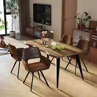Homy Casa Set of 2 Dining Chairs Swivel Upholstered Seat with Ergonomic Backrest, Brown Faux Suede