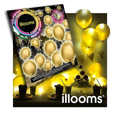 illooms Light Up LED Gold Balloons 15PK UPC; 843699103887