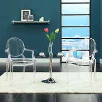 Heavenly Collections Modern Acrylic Dining Armchair, Set of 2, Clear, Ghost Style
