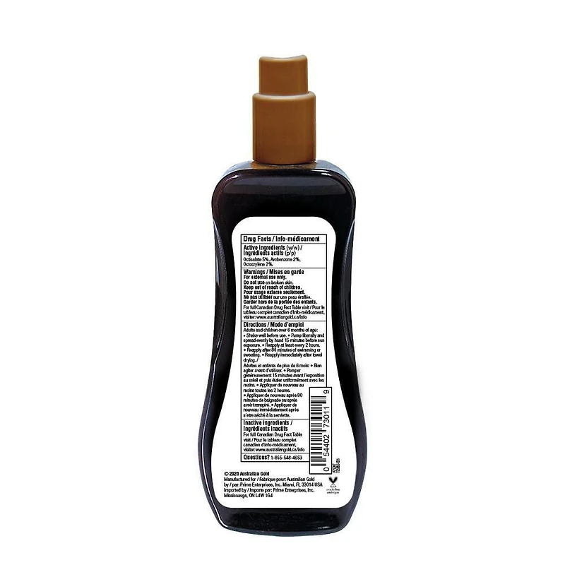 Australian Gold Instant Bronzer Spray Gel Sunscreen SPF 15